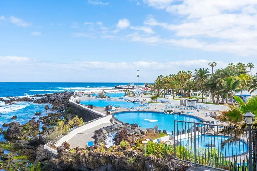 Lago Martiánez pools in Puerto de la Cruz, north Tenerife – guide to Puerto de la Cruz cannabis clubs and the law